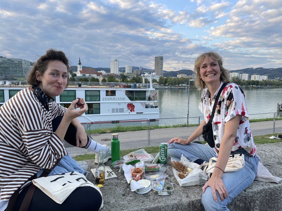 iguchi's tweet photo. Apparently for Japanese exhibitors, it's more common to manufacture things in Japan and ship/set them up locally — so that part genuinely surprised people.
#ArsElectronica2026 #LINZZINE #timespace #PhysicalAI #Linz https://t.co/u8O9l031lj