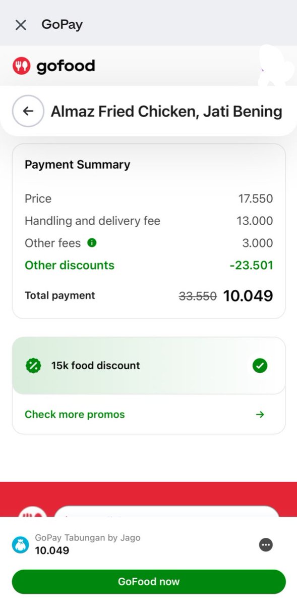 Kristiacinsi's tweet photo. best hack buat yang mager, gofood di aplikasi gopay mulai dari 5rb bayarnya segini #GoFoodmulaidari5000diGoPay https://t.co/k3ZOF3hPGv