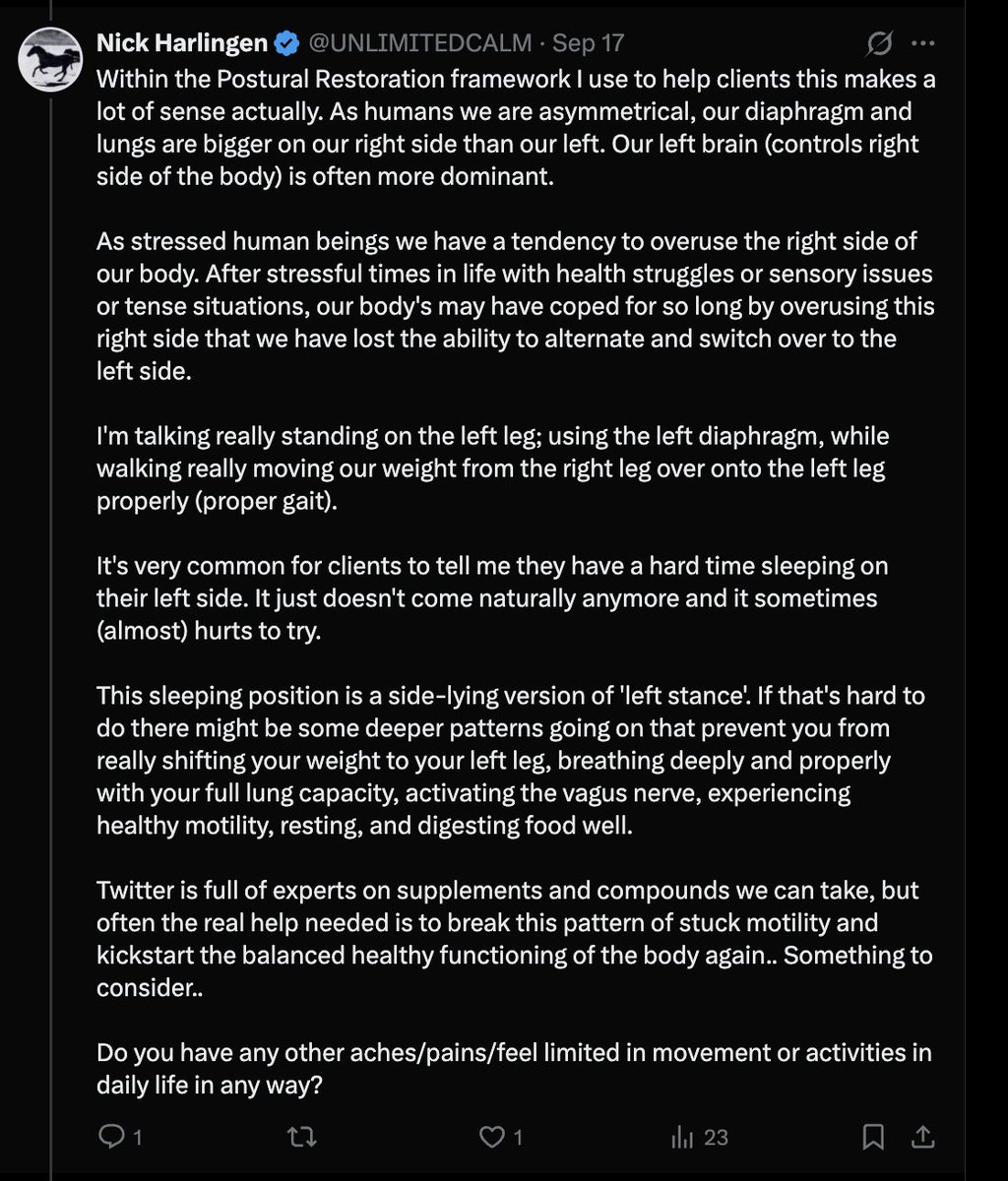 GutOptimized's tweet photo. This stuff is cool. Once people realise that the position of their body and type of breathing they do creates stress, postural issues and compensatory problems - which can HINDER your ability to repair your gut or nervous system - you will really warm to this kind of thinking. https://t.co/of2DIEyKgv