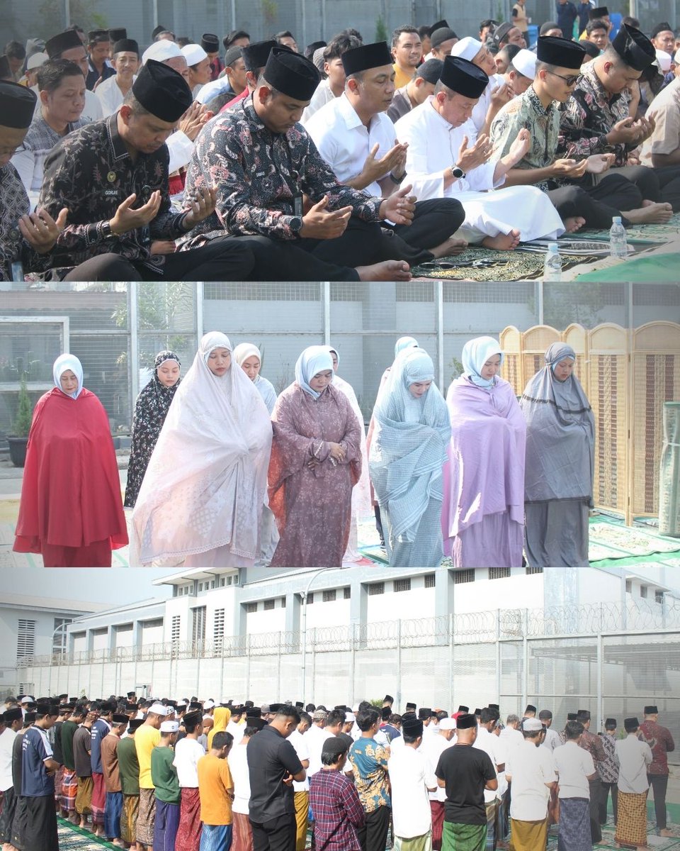 HumasRutansby's tweet photo. Ratusan petugas dan warga binaan Rutan Surabaya gelar Salat Istisqa di lapangan rutan, Jumat (18/9/2026) pagi. Mereka berdoa bersama memohon hujan di tengah ancaman kekeringan musim kemarau. https://t.co/EROgJTMh9K
