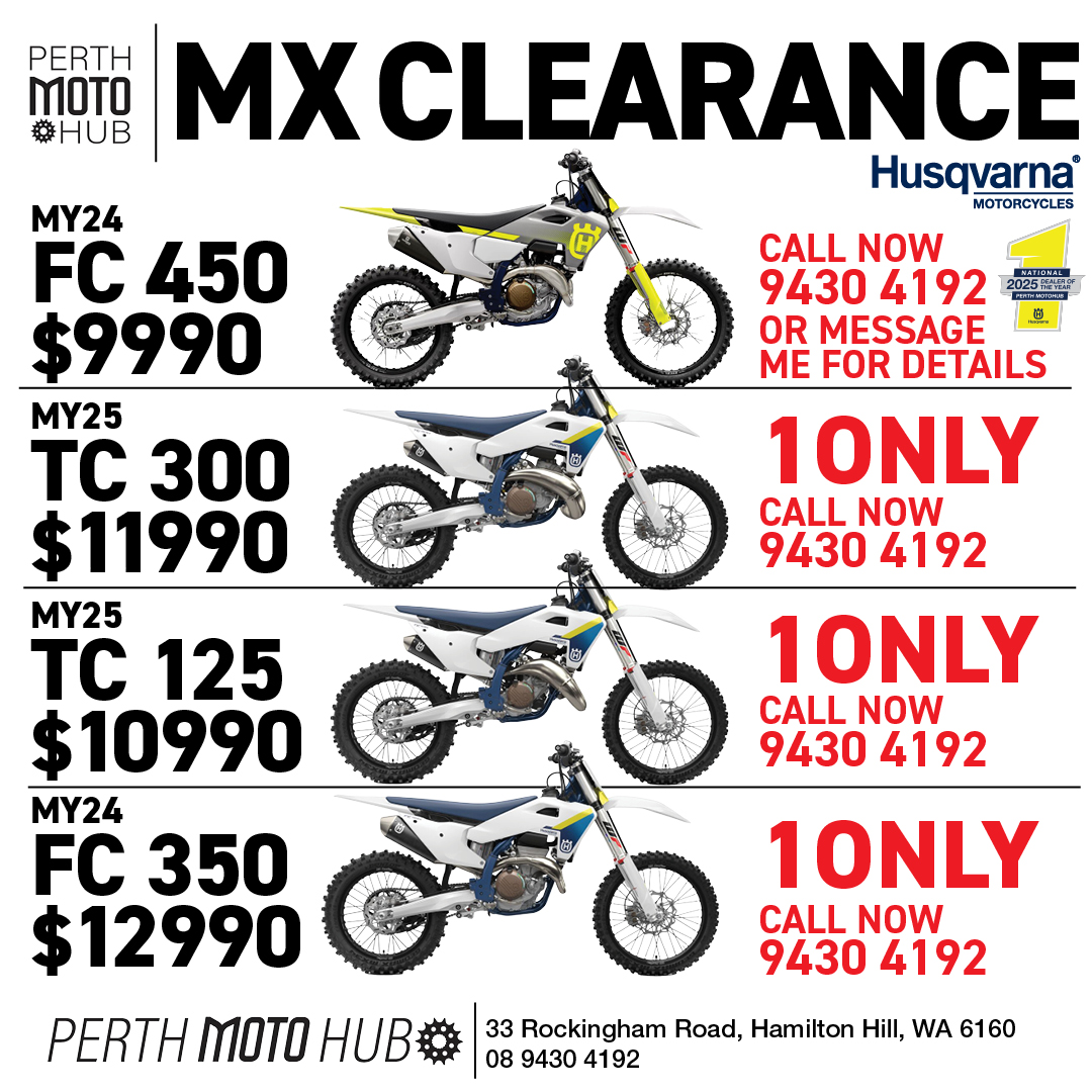 MaximoFrannzm's tweet photo. Husqvarna motocross from $9, 990. It’s off-road season! Save on selected in-stock models. Call or message for details: 08 9430 4192. 33 Rockingham Road, Hamilton Hill. https://t.co/M5uShvv4EO