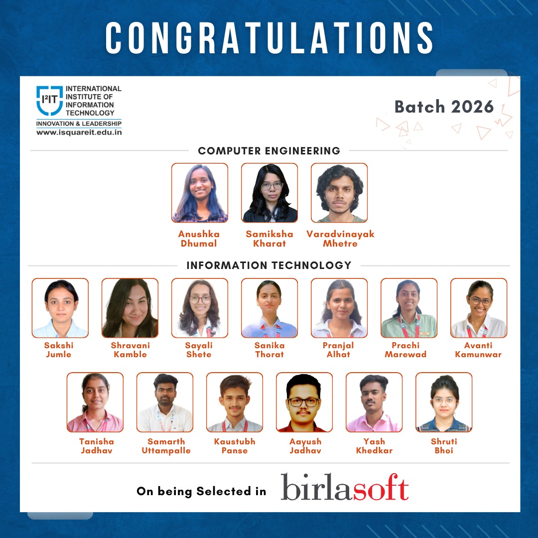 ISQUAREIT_PUNE's tweet photo. 16 #Careers. One Big #Achievement!
A proud placement #milestone for I²IT – Batch 2026!
#I2IT #I2ITPune #Birlasoft #CampusPlacement #Placements2026 #Batch2026 #StudentAchievement #CareerSuccess #ComputerEngineering #InformationTechnology #IndustryReady #FutureReady #CareerJourney https://t.co/r5u4jbhyvh