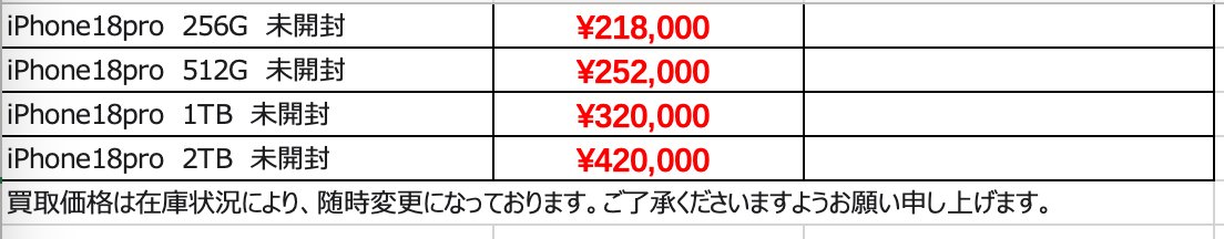 instant0920's tweet photo. Iphone18pro 買取価格更新 #iPhone18 #iPhone18pro https://t.co/9GjhiQEj6D