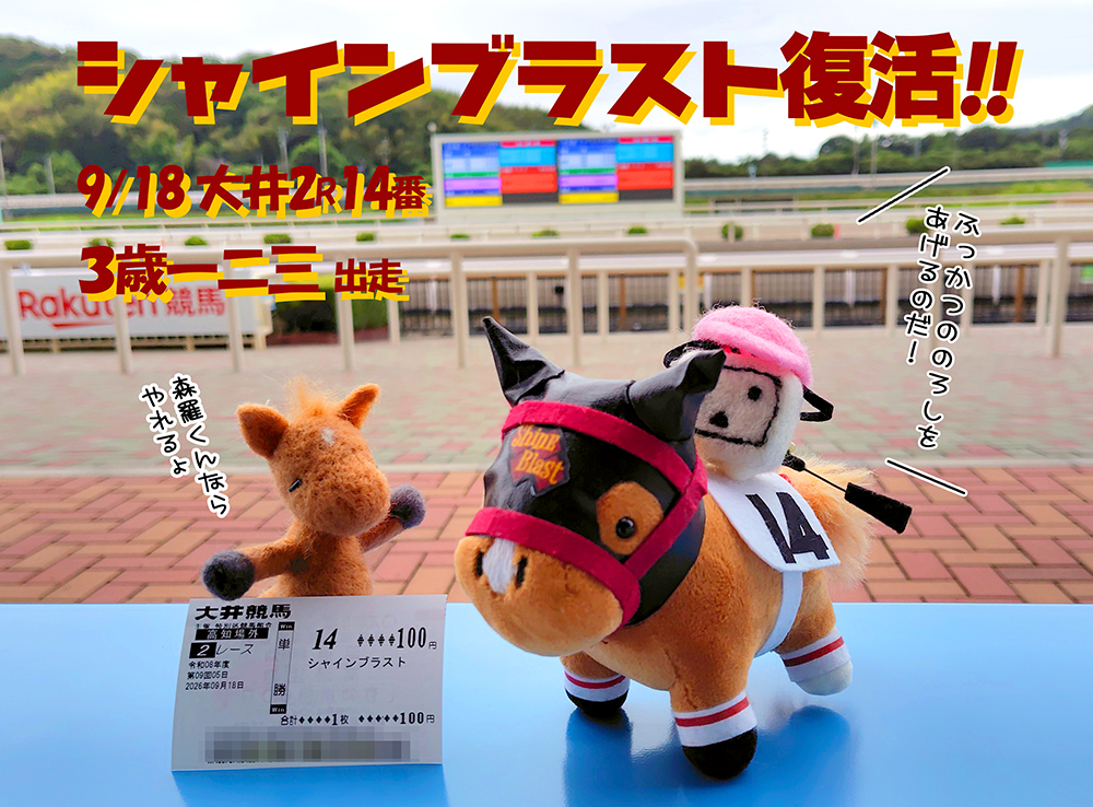 kagekoge8's tweet photo. 殿下待ってました！
まずは無事に！と思うけど、殿下の実力と鞍上を思うと期待せずにはいられない🍷

#シャインブラスト
#リアルダビスタ https://t.co/xrfBYBQCur