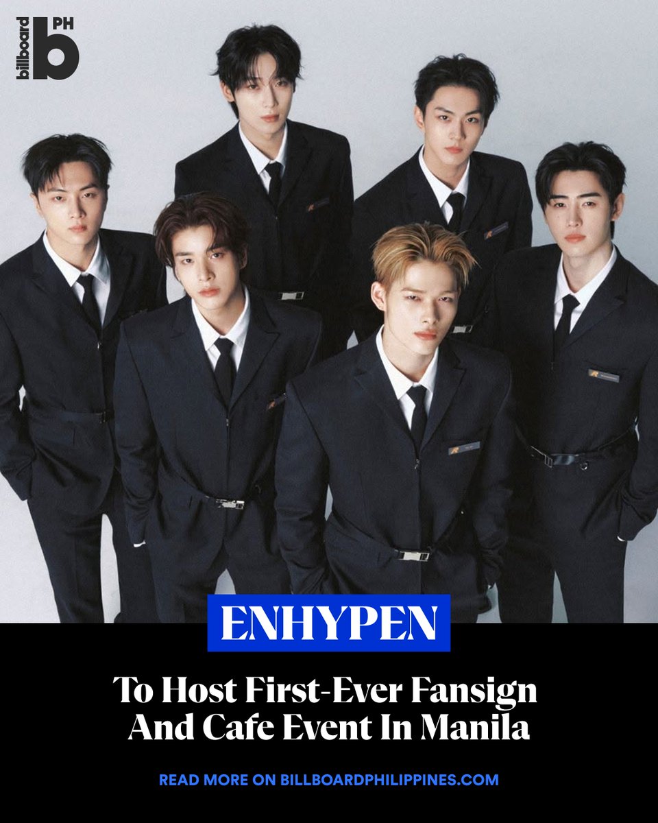 BBPHOfficial's tweet photo. ENHYPEN (@ENHYPEN) are set to meet Filipino ENGENEs once again with their first-ever fansign and cafe event in Manila this October, following their “ENDLESS DUNKIN’” fan meeting.

Read more here:
https://t.co/VBa8FeeX99

#BillboardPhilippines #BillboardPH https://t.co/gEpbfCsTIA