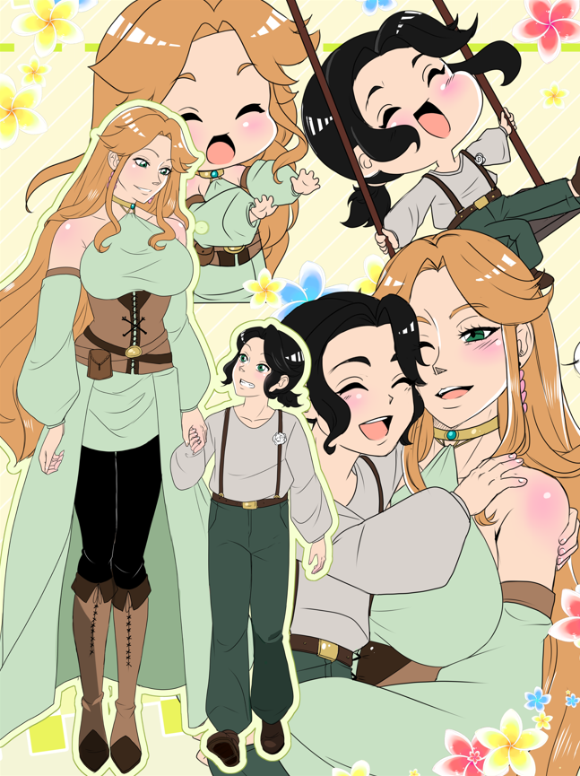 Momo_Bard's tweet photo. A Bard &amp; Her Little Song ~ ♪ 🎻

Just a little serotonin boost with my sweet boy because I can never get enough of these two 🥹

🎨 kuromiyadk - Thank you for the sketch page surprise! I love it 💚 https://t.co/E8zd2WwSPe
