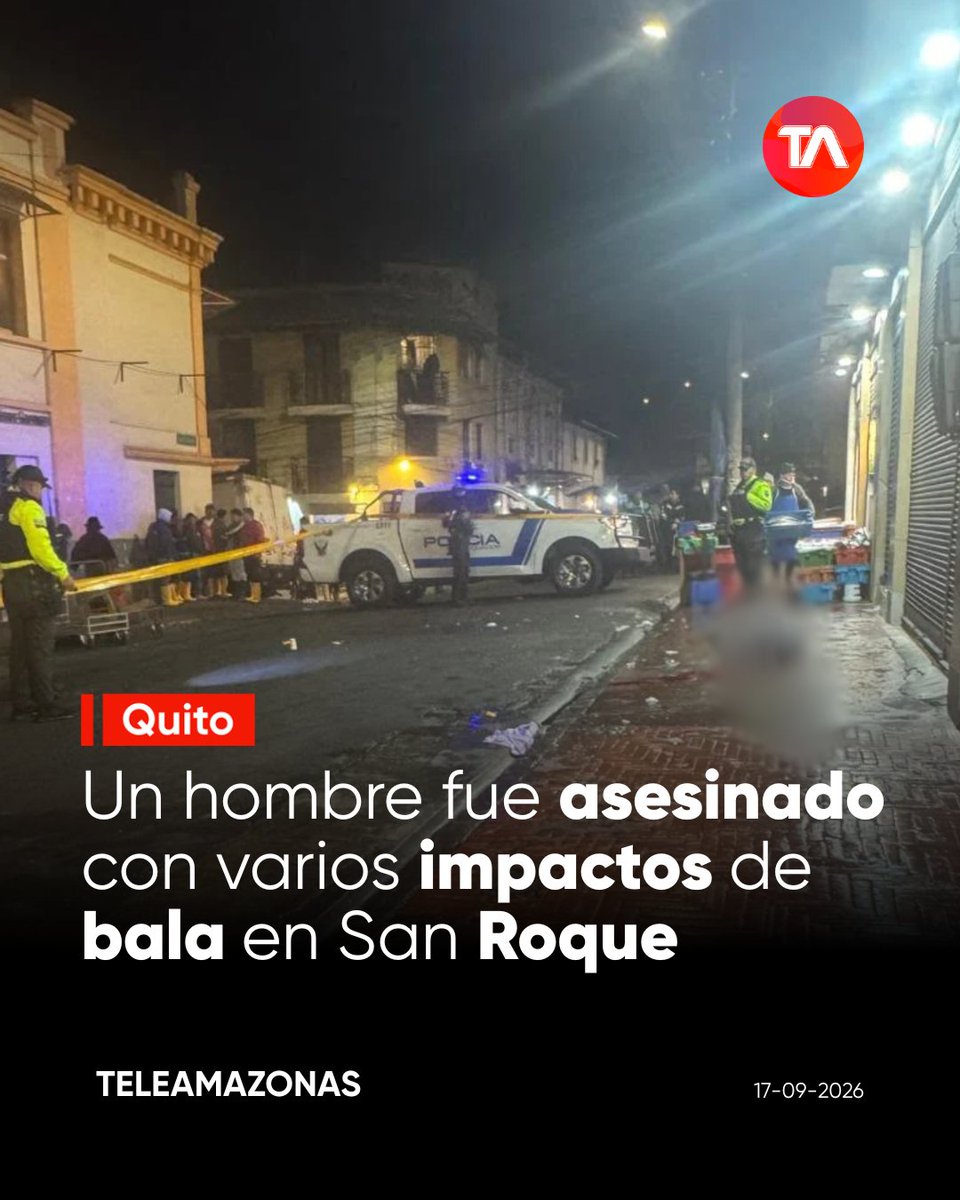 teleamazonasec's tweet photo. https://t.co/syZhpKGs3k 👉 Un ciudadano de nacionalidad extranjera fue hallado sin vida con varios impactos de bala en el sector de San Roque, en el centro histórico de #Quito. https://t.co/GIkm4DqULQ