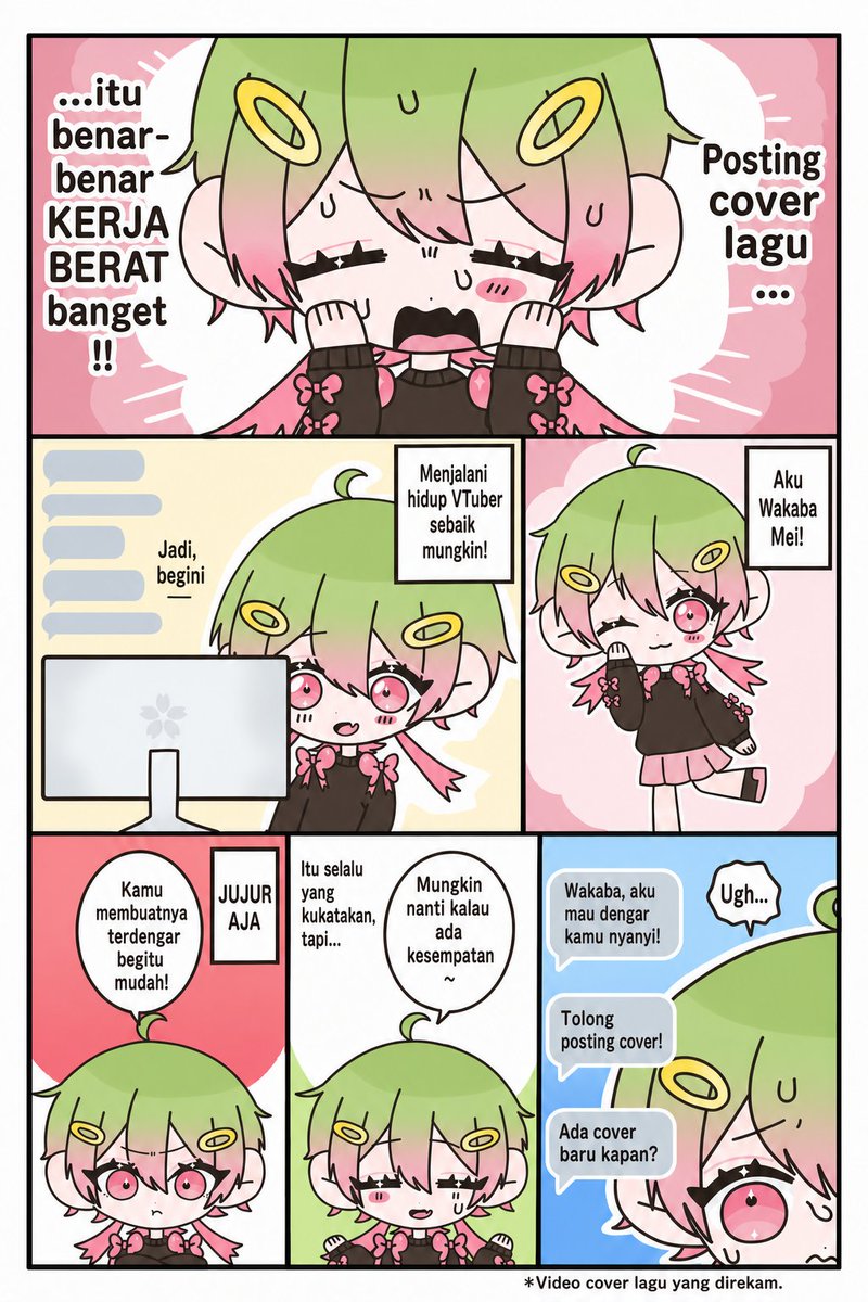 mashiro_sensei's tweet photo. Ingin unggah cover lagu, tapi rekaman dan mixing terasa ribet…
Lalu dia menemukan Kawaii REC, alat rekaman langsung di browser.
Apa yang terjadi selanjutnya? Baca kelanjutan komiknya 👇