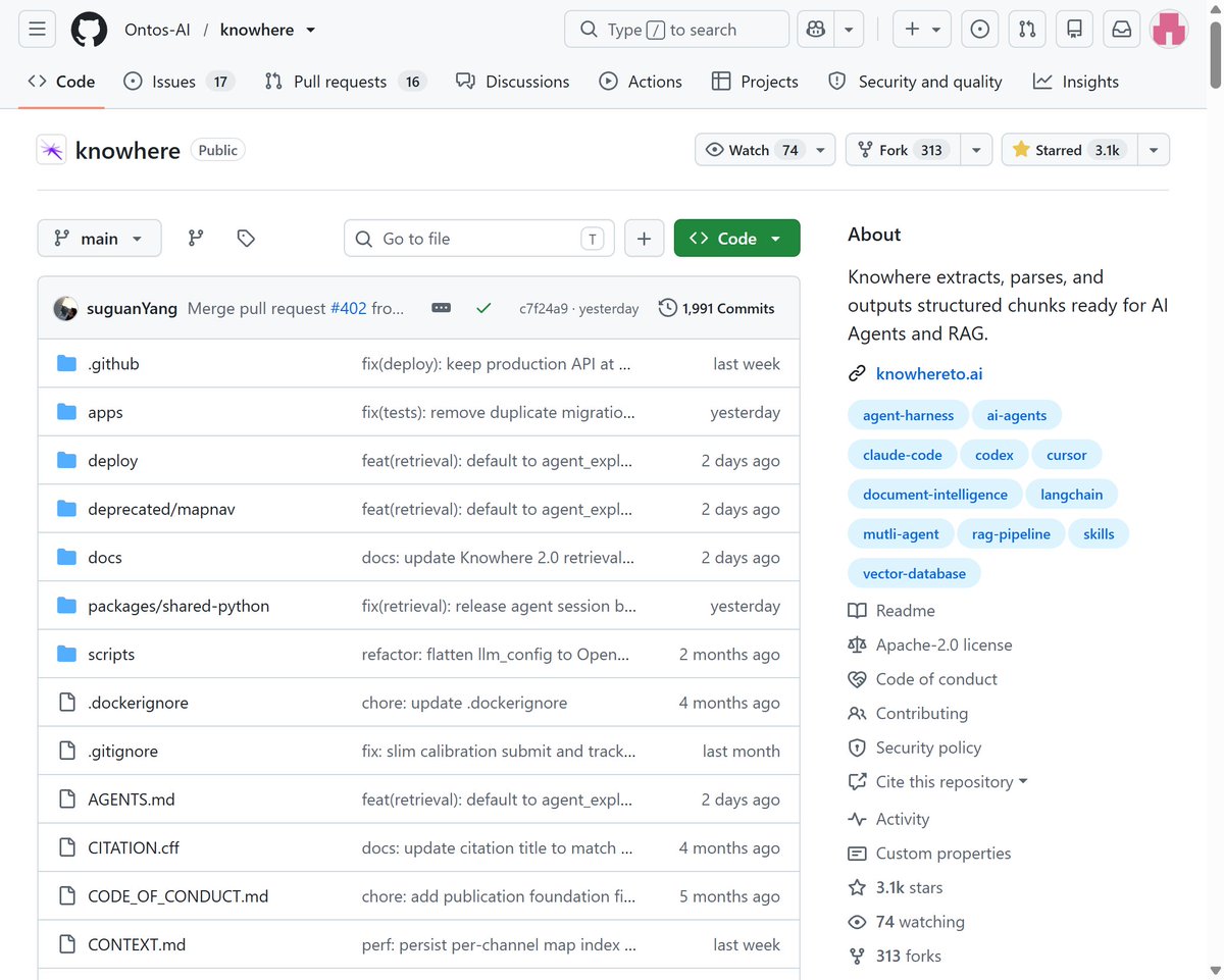 Knowhere_AI's tweet photo. 3,000 GitHub stars in just 3 months. ⭐

We’re genuinely blown away.🤗

We built Knowhere because turning documents into Markdown isn’t enough. AI agents need structured memory they can navigate, retrieve, cite, and reason over.

Here’s what we built beyond MinerU—and why it resonated 👇

https://t.co/rw7JaU4Qgf