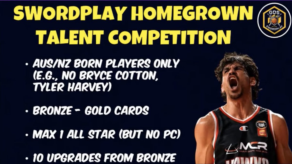 JanathFernando4's tweet photo. The @GamedaySquad NBL Swordplah Homegrown Talent is one the new exciting Special Comps on the GDS platform for season 2026/27! Only Aussie and NZ born players! 

Use code KINGS for free packs on sign-up! 👑

Check out this clip for my Round 1 Swordplay comp team! #gdsfantasy https://t.co/vWAPRbmc4b