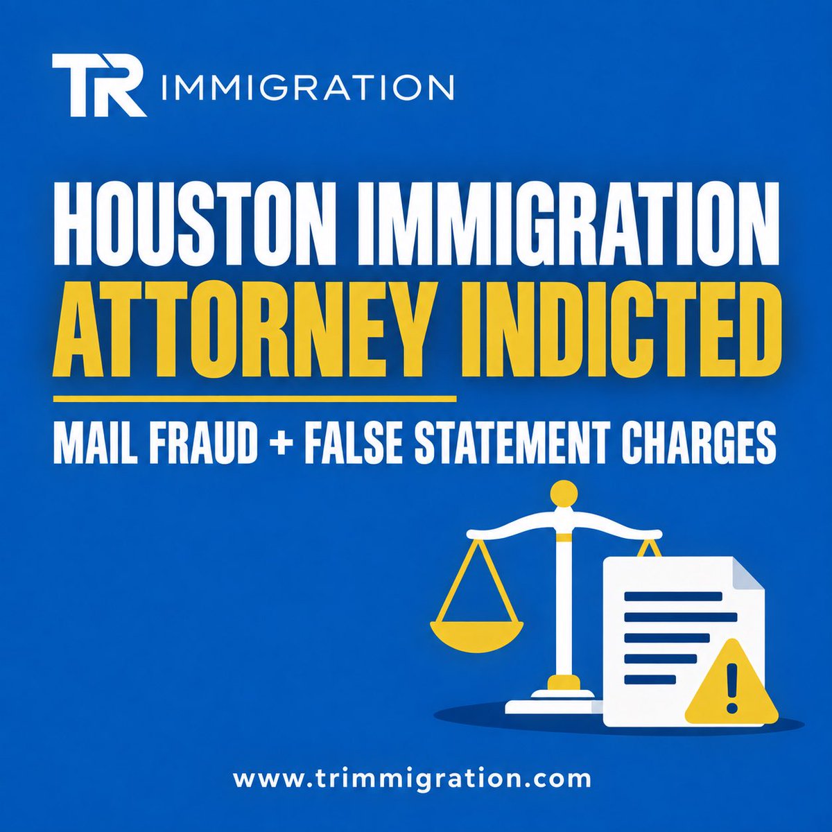 tr_immigration's tweet photo. A Houston immigration attorney has been indicted on mail fraud and false statement charges. The allegations have not yet been proven in court.

Read the full story:
https://t.co/iMkD2S5xAo

#ImmigrationNews #Houston #USImmigration https://t.co/0Bo4FJFIcv