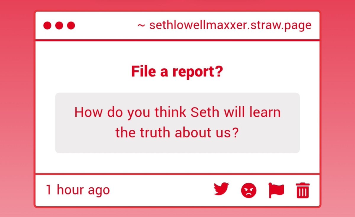 SethLowellMaxer's tweet photo. Strawpage!
i think maybe someone will slips it out right infront of him or sev tells him...#noidea really https://t.co/Jt1tPOtbZO