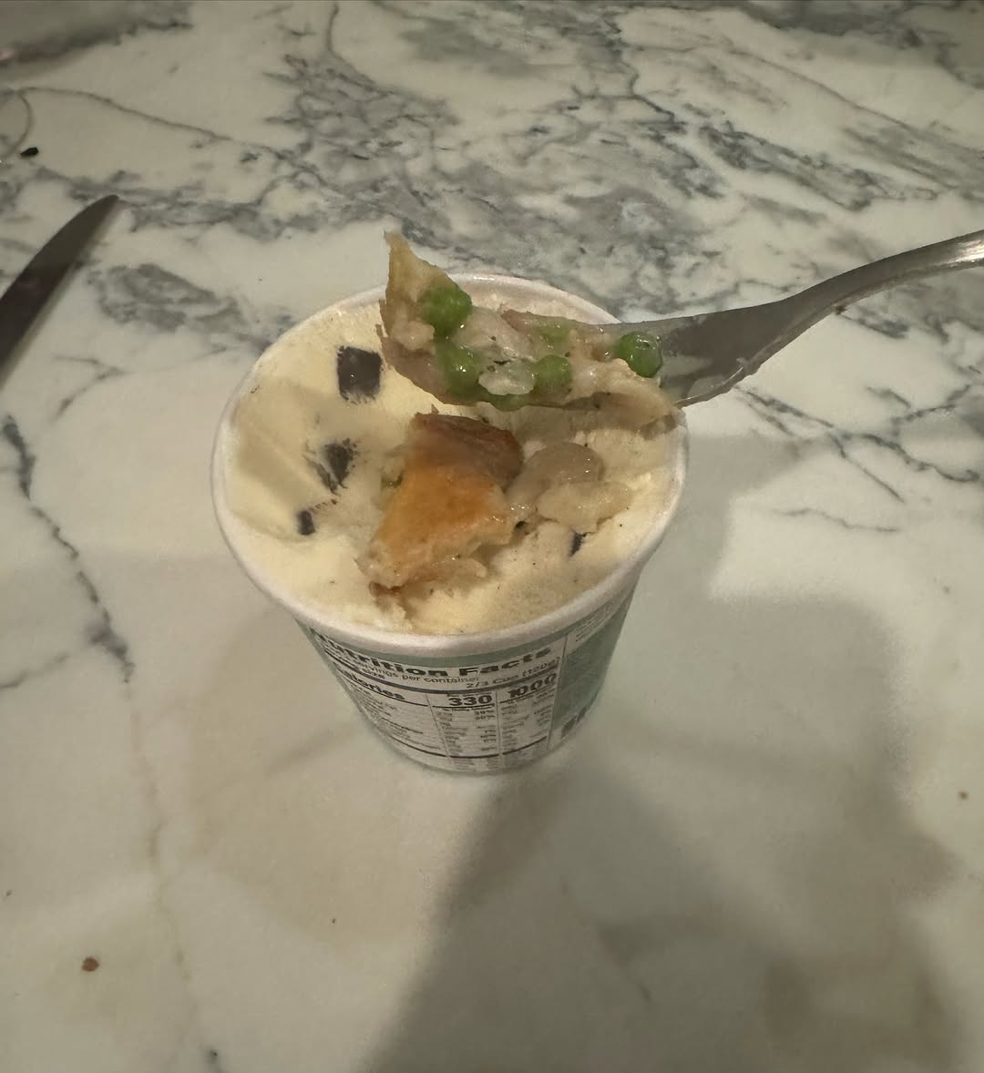 valmirj's tweet photo. Don't combine pot pie with mint ice cream. The flavors do not work together at all, not even in a quirky or amusing way. It's truly a bad idea. https://t.co/UhM1TKLyv4