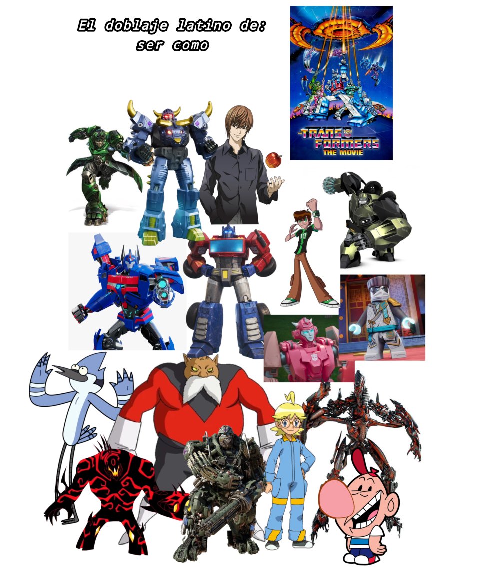 Maloteton5's tweet photo. Tenía que hacer esto sí o sí.
Aquí hice un cuadro del doblaje latino (por ahora) de Transformers the movie!!!! 

#Transformers https://t.co/YmhRYy2QVa