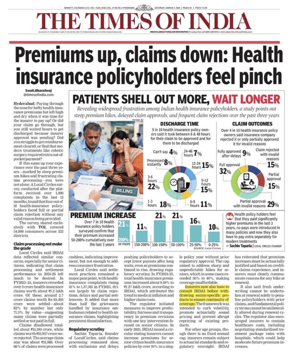 sachintaparia's tweet photo. The story on @LocalCircles survey shows what is happening in India with health insurance and here we have a real person going through it right now. 

Assuming claim is valid, if @careinsuranceIN is delaying without basis, #IRDAI must impose severe penalties. 

@VishnuFNO @themahavir @ikaveri @RajeevJayadevan @NIKHILLJHA @ravihanda @manaman_chhina @ranvijaylive @apdutta7 @cavivekshah @BhosalePratim @i_sudeepa @sanket