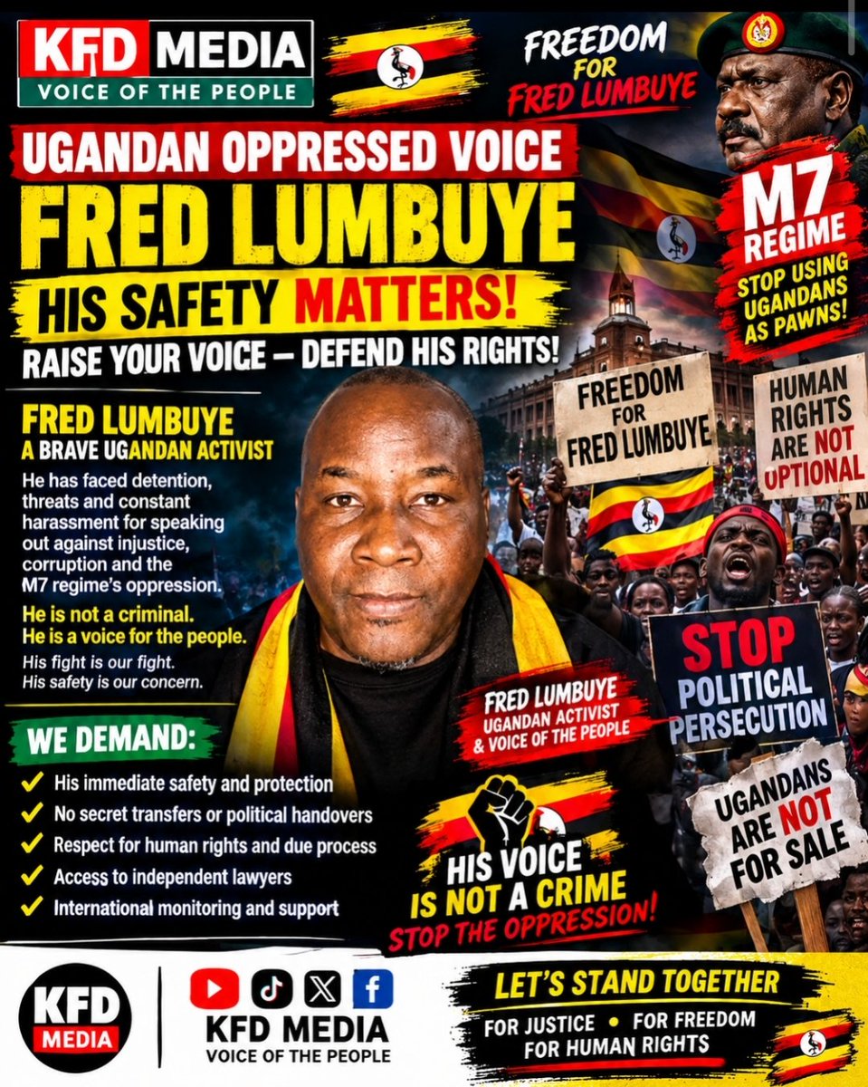 kfdmedia3's tweet photo. 🚨🇺🇬 FREEDOM FOR FRED LUMBUYE: TURKEY’S PRESIDENT RECEP TAYYIP ERDOĞAN, M7 &amp; GEN. MUHOOZI MUST RESPECT HIS RIGHTS AND SAFETY! https://t.co/86bFg5amko