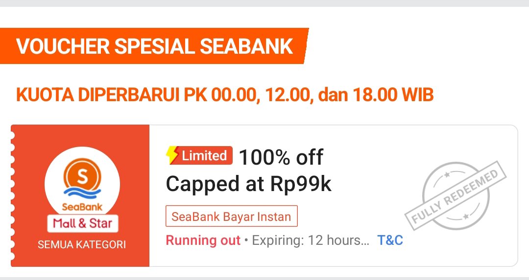 onyourmarkrem's tweet photo. Diskon 100% s.d. 99k Jam 12.00
Seabank only
https://t.co/jSe712vdnx https://t.co/fgTFZmLcPU