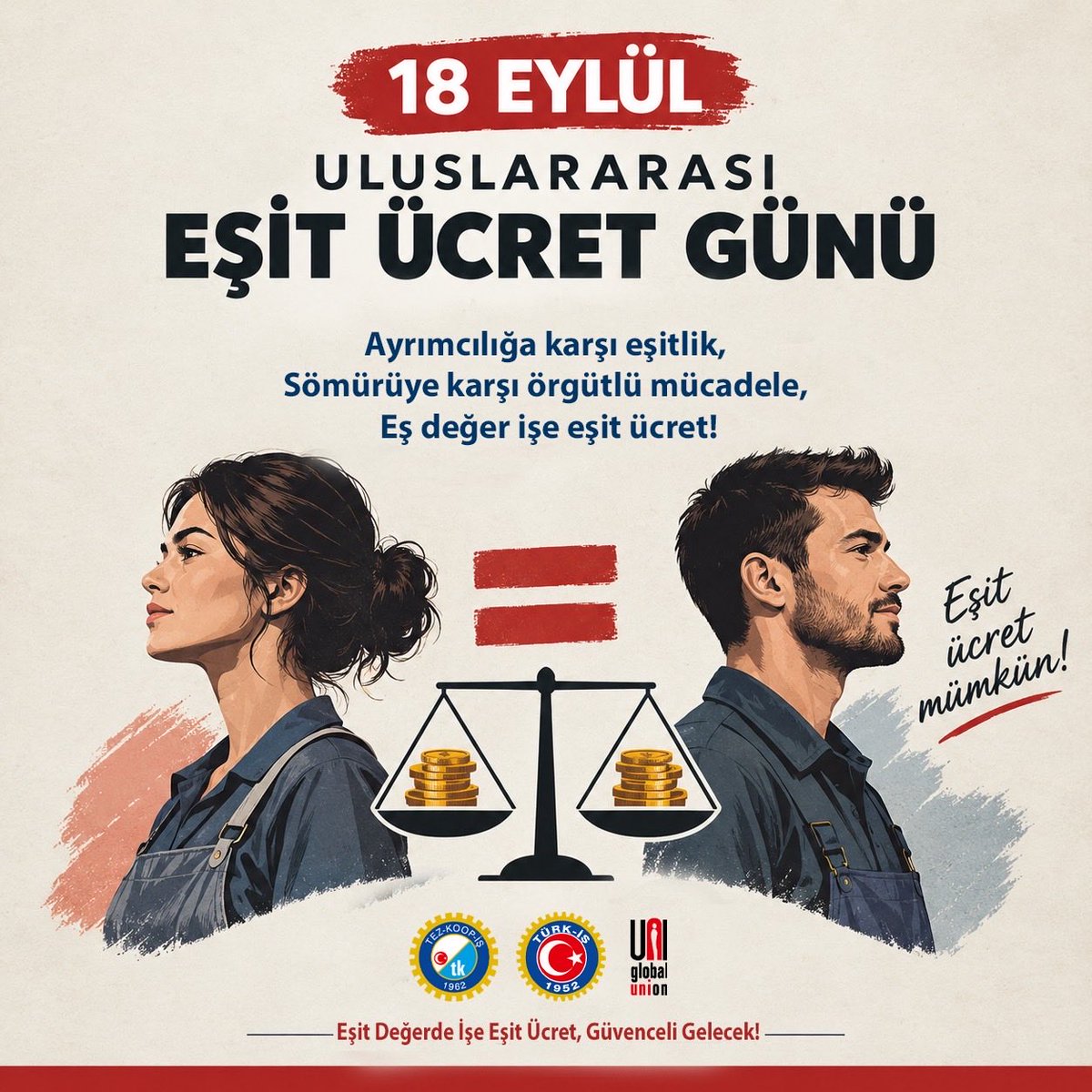 tezkoopissndk's tweet photo. 18 Eylül Uluslararası Eşit Ücret Günü’nü; ağırlaşan ekonomik krizin, faturasını emekçilere kesen kemer sıkma politikalarının ve dizginsiz sömürünün gölgesinde karşılıyoruz. Mevcut ekonomik düzen; cinsiyet, yaş, göçmenlik ve etnik köken temelli ayrımcılığı derinleştirerek işçi sınıfının kazanılmış haklarını hedef alıyor, eşitsizliği kalıcılaştırmaya çalışıyor.
Çalışma yaşamındaki yapısal eşitsizlikler, kadınların hem istihdama erişiminde hem de elde ettikleri gelirde uçurumu büyütüyor:
• Küresel veriler, kadınların toplam istihdamın yalnızca beşte ikisini oluşturduğunu ve erkeklere kıyasla işgücüne katılım oranlarının yüzde 24,2 puan daha geride kaldığını gösteriyor. Genç kadınların ne eğitimde ne istihdamda olma oranı ise genç erkeklerden 14,4 yüzde puan daha yüksek. Kadınların işsizlik oranı erkeklerle benzer seyretse de istihdam açığı kadınlar aleyhine sürüyor.
• Uluslararası Çalışma Örgütü verilerine göre kadınlar, erkeklerden ortalama yüzde 20 daha az kazanıyor. Aşırı yoksulluk içinde çalışanların oranı ve aile içi ücretsiz bakım emeği gibi temel göstergelerdeki cinsiyet farkı daralmazken, mevcut hızla gidilirse küresel ekonomik cinsiyet uçurumunun kapanmasının 130 yılı aşkın bir zaman alacağı öngörülüyor.
• TÜİK’in yayımladığı resmi veriler, Türkiye’de kadınların istihdam oranının erkeklerin yarısından daha az olduğunu ve cinsiyete dayalı ücret açığının yapısal bir nitelik taşıdığını ortaya koyuyor. Üstelik eğitim seviyesinin yükselmesi dahi kadınları ücret ayrımcılığından korumuyor; yıllık ortalama brüt ücret-maaş farkı yüzde 17,4 ile en yüksek yükseköğretim mezunu kadınlarda, yıllık ortalama brüt kazanç farkı ise yüzde 20,0 ile en yüksek lise mezunlarında gerçekleşiyor. Kayıt dışı çalışma, esnek/güvencesiz istihdam ve hane içi bakım yükü hesaba katıldığında bu uçurum katlanarak büyüyor.
• Sermaye, göçmen ve mülteci işçileri güvencesiz, kayıt dışı ve en ağır koşullarda istihdam ederek yedek işgücü ordusunu büyütüyor; işçi sınıfının ortak mücadelesini bölmeyi hedefliyor.
Tez-Koop-İş Sendikası Olarak Hatırlatıyoruz!
Eşit değerde işe eşit ücret, anayasal ve evrensel bir haktır. İstihdama erişim engellerini kaldırmayan, cinsiyete, cinsel yönelime ve etnik kökene dayalı ücret ayrımcılığına son vermeyen hiçbir emek politikası meşru görülemez.
• İşyerlerinde cinsiyet temelli ücret farklılıklarına derhal son verilmeli, ücret şeffaflığı yasal bir zorunluluk haline getirilmelidir.
• Kadınların ve gençlerin güvenceli istihdama erişiminin önündeki engeller kaldırılmalı; kreş, hasta ve yaşlı bakımı kamusal, ücretsiz bir hak olarak sunulmalıdır.
• Kadın ve göçmen işçilerin sendikal örgütlenmesi ile toplu iş sözleşmesi süreçlerindeki temsiliyeti ve her alanda kadınların karar süreçlerine katılımı, kadınlarla birlikte geliştirilecek mekanizmalarla güçlendirilmelidir.
• Çalışma yaşamında şiddet ve tacize karşı ILO’nun 190 sayılı Sözleşmesi ivedilikle onaylanmalı ve tavizsiz uygulanmalıdır.
18 Eylül Uluslararası Eşit Ücret Günü’nde kararlılıkla haykırıyoruz:
Ayrımcılığa karşı eşitlik, 
Sömürüye karşı örgütlü mücadele, 
Eşit değerde işe eşit ücret!
 
Tez-Koop-İş Sendikası
Genel Y��netim Kurulu