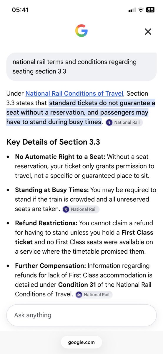 WheelerBallard's tweet photo. @AliJaneMoore @CrossCountryUK Unfortunately, unless you possess a First Class Ticket, there is no liability from the train operator. https://t.co/KgFYWeWC1R