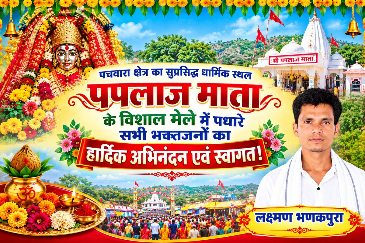 Laxman034671's tweet photo. पचवारा क्षेत्र का सुप्रसिद्ध धार्मिक स्थल
पपलाज माता के विशाल मेले में पधारे सभी भक्तजनों का हार्दिक अभिनंदन एवं स्वागत। https://t.co/Q1UiKLyxwh