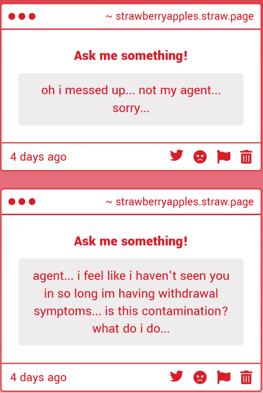 Choi_hyunmool's tweet photo. It's not contamination~  haha ^^. But, hm? What do you mean by 'not my agent'? 
// im assuming both are from the same person. humiliation ritual for you hahahah <3. also i forgot strawpage existed so. L https://t.co/59YXlVOZ4K