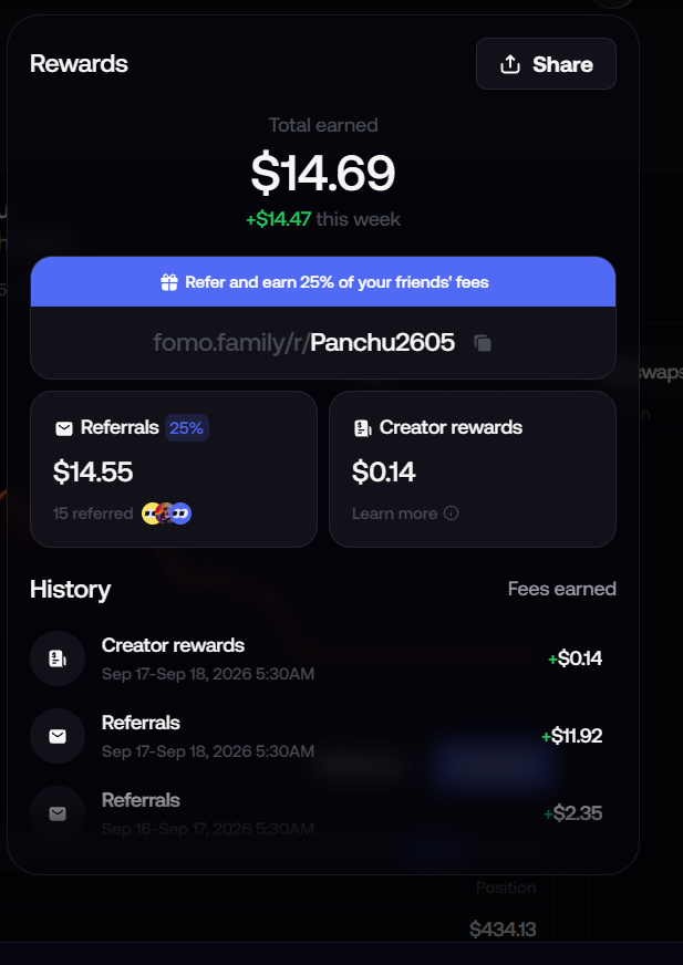 Panchu2605's tweet photo. Just noticed I have around $15 in referral earnings on FOMO. 👀

I’m sending it back to someone who followed me on FOMO in 1 hour - and I’ll add another $10 myself, making it $25 total.

All in $USDC.

Haven’t joined FOMO yet? https://t.co/yJSs3wft56

Already joined?
Just follow me. ❤️

One of you is getting the $25 USDC.