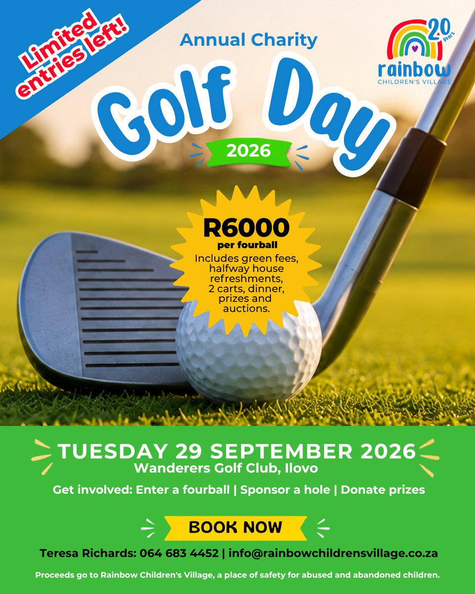 RainbowCV1's tweet photo. 💙 There’s more than one way to make a difference.
Enter a fourball, sponsor a hole, donate a prize or support Rainbow Children’s Village.
Join us at the Rainbow Children’s Village Charity Golf Day on 29 September 2026.
https://t.co/HjMRmO11GA 
#Fundraising #GolfForGood https://t.co/9FwTxDIuJq