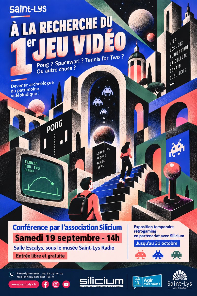 prezrenato's tweet photo. Pong croyait être le premier jeu vidéo. Samedi, on convoque les témoins.
ce samedi au Musée Saint-Lys Radio : Entrée gratuite à l'expo retrogaming
et à 14 h : conférence À la recherche du 1er jeu vidéo
#Retrogaming #JeuVideo #JEP2026 #SaintLys #Silicium https://t.co/w8yUAaURh0