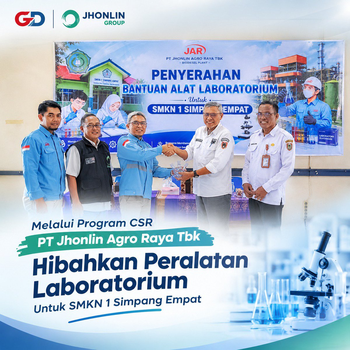 Danz8d3n's tweet photo. Dari teori menuju aksi nyata. Bantuan alat laboratorium dari PT Jhonlin Agro Raya Tbk ini diharapkan mampu menunjang praktik belajar yang lebih maksimal bagi para siswa.

#psnwanam 
#hajiisam 
#jhonlingroup 
#gd_psn
#titikinformasi https://t.co/oRavxQYn7V