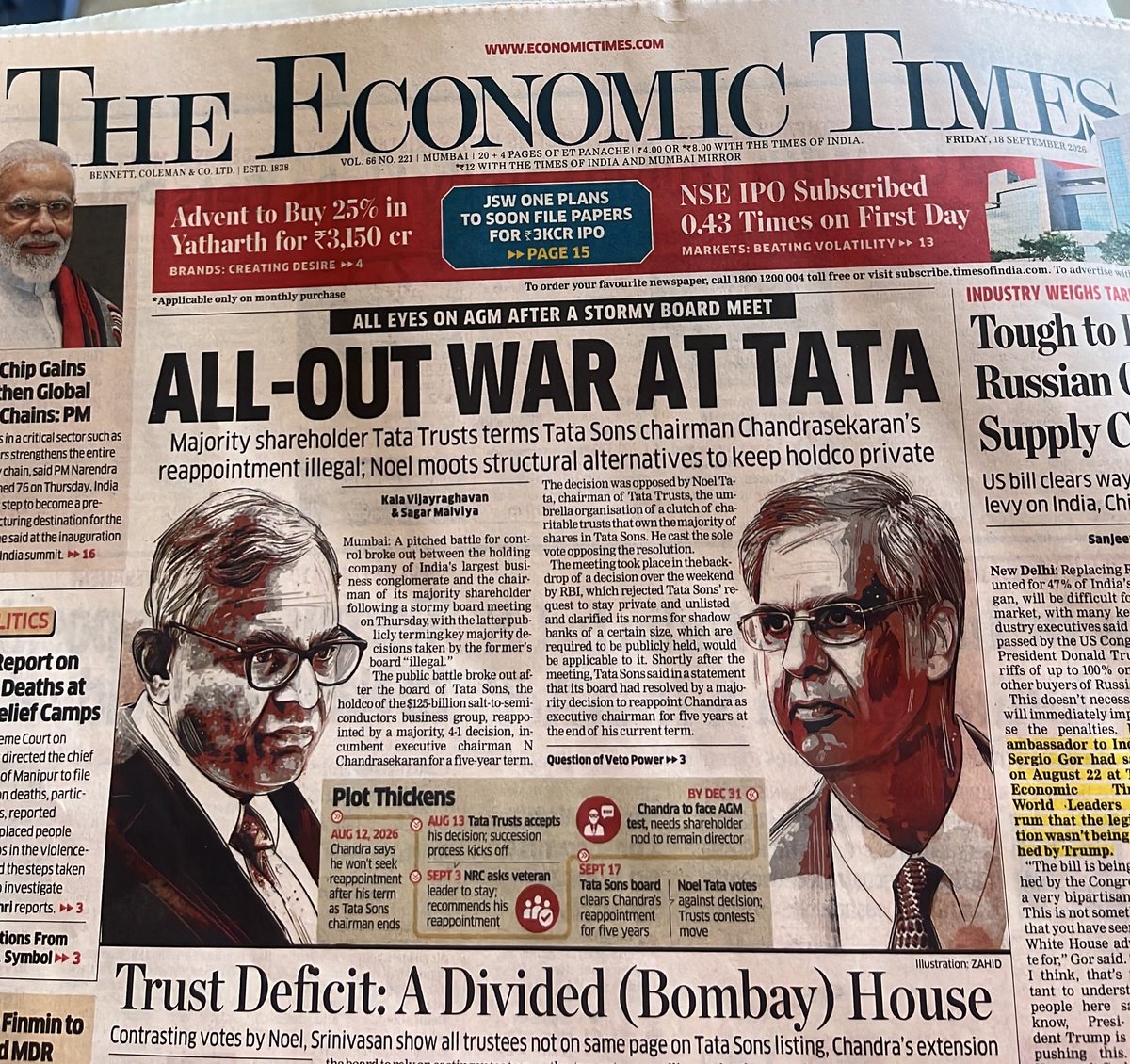 sanjgchow's tweet photo. @TataCompanies @TCS @TataMotors #chandrasekarann
#Ratantata 
Hope &amp; pray that after Ratan Tata Sir’s sad demise, the legacy continues &amp; not disintegrate 🙏. TATA &amp; BIRLA are the two names- which are part of our corporate folklore. https://t.co/HvbxMQ4GWn