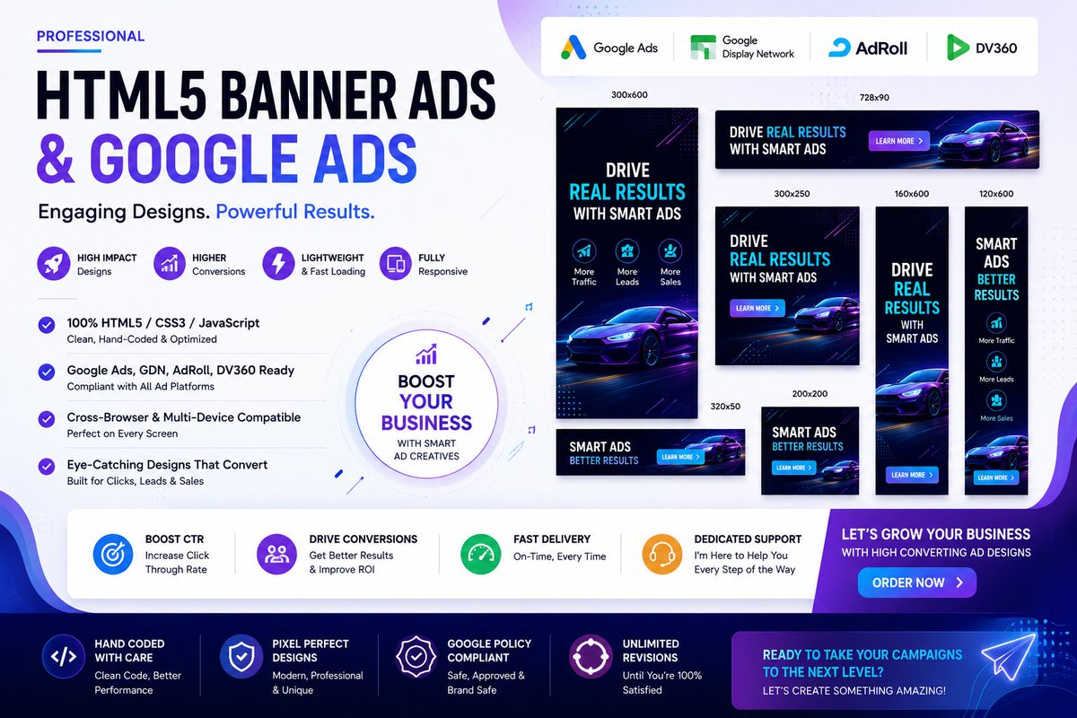AreeshaBt's tweet photo. I design static + animated HTML5 banner ads with clear messaging, strong branding, CTA-focused layouts &amp; multiple Google ad sizes. https://t.co/2SxeabhWoV 
#dragonsden #munbha #bbcqt #Dreamnastics #bbuk #bb28 #CurrysNinja #RHOSLC #bigbrother  #GoogleAds #DisplayAds #HTML5 #Banner https://t.co/aYlvzV9hVO