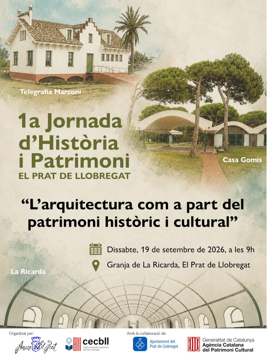 amicsdelprat's tweet photo. Aquest dissabte 19 de setembre farem la 1a Jornada d'Història i Patrimoni del Prat de Llobregat.

T'hi esperem! https://t.co/tm7BuSsSmt