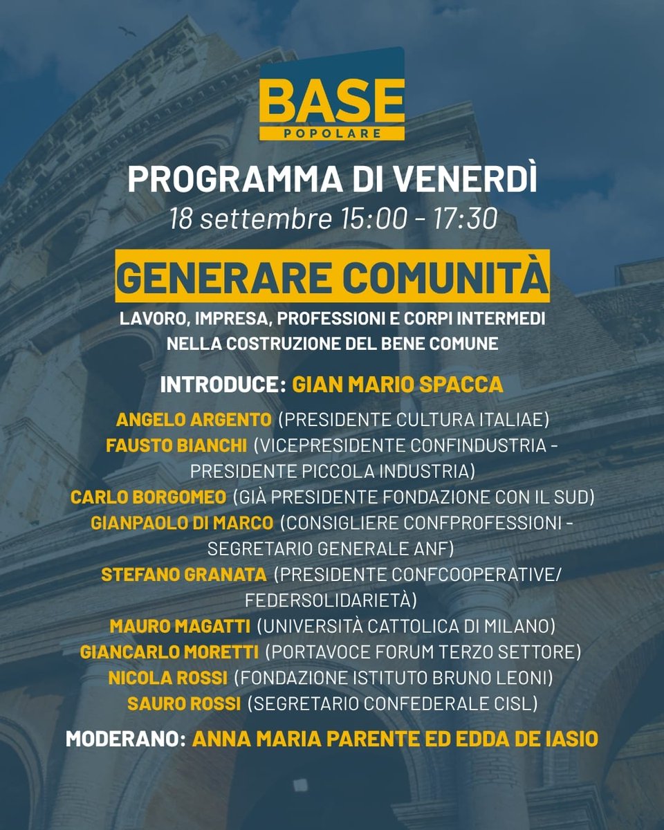BasePopolare's tweet photo. Un appuntamento per guardare #oltre l’attuale inconsistenza #politica, cercando con sguardo nuovo il bene comune. #BasePopolare

⬇️Il programma di oggi https://t.co/N2hW8EKfh1