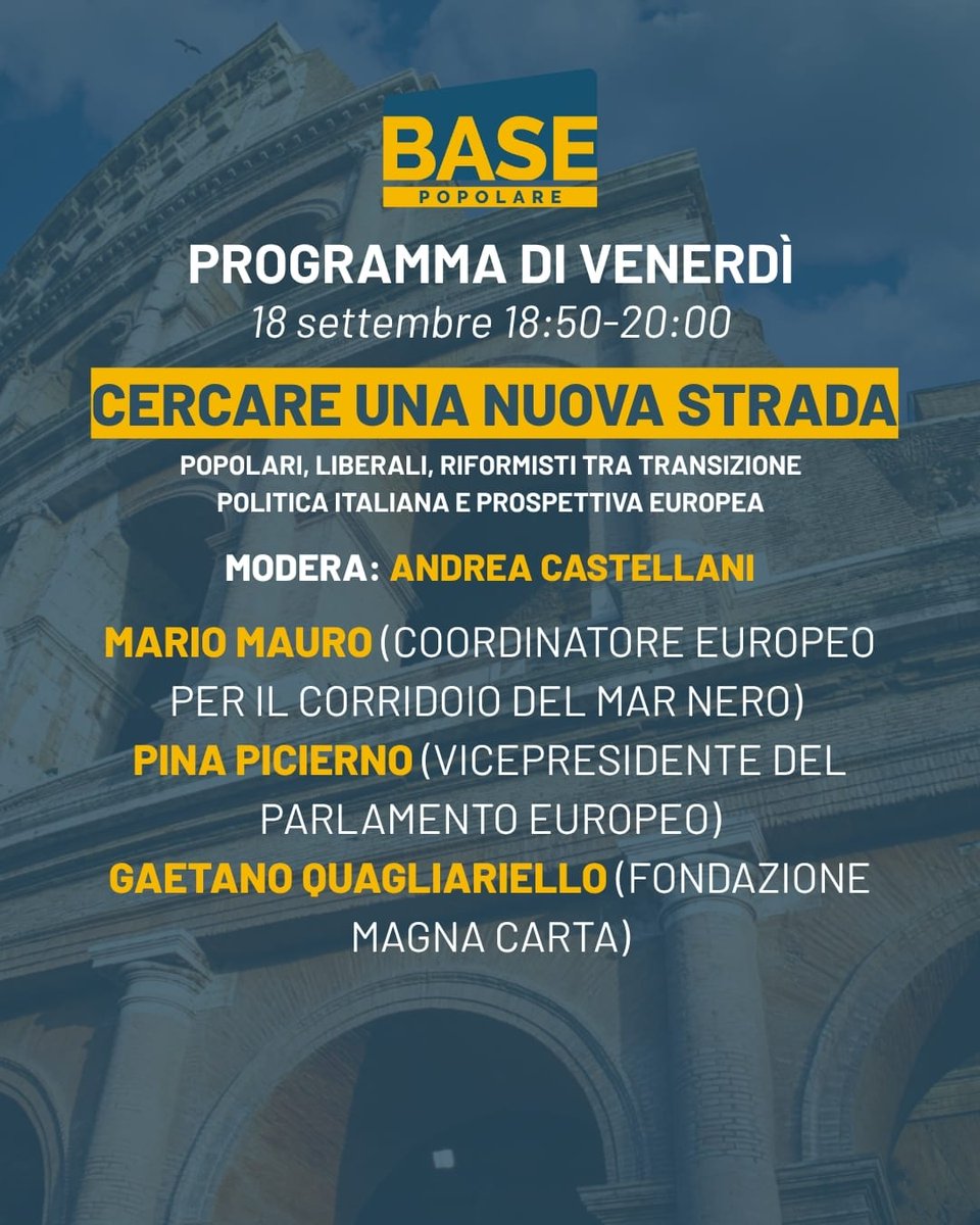 BasePopolare's tweet photo. Un appuntamento per guardare #oltre l’attuale inconsistenza #politica, cercando con sguardo nuovo il bene comune. #BasePopolare

⬇️Il programma di oggi https://t.co/N2hW8EKfh1