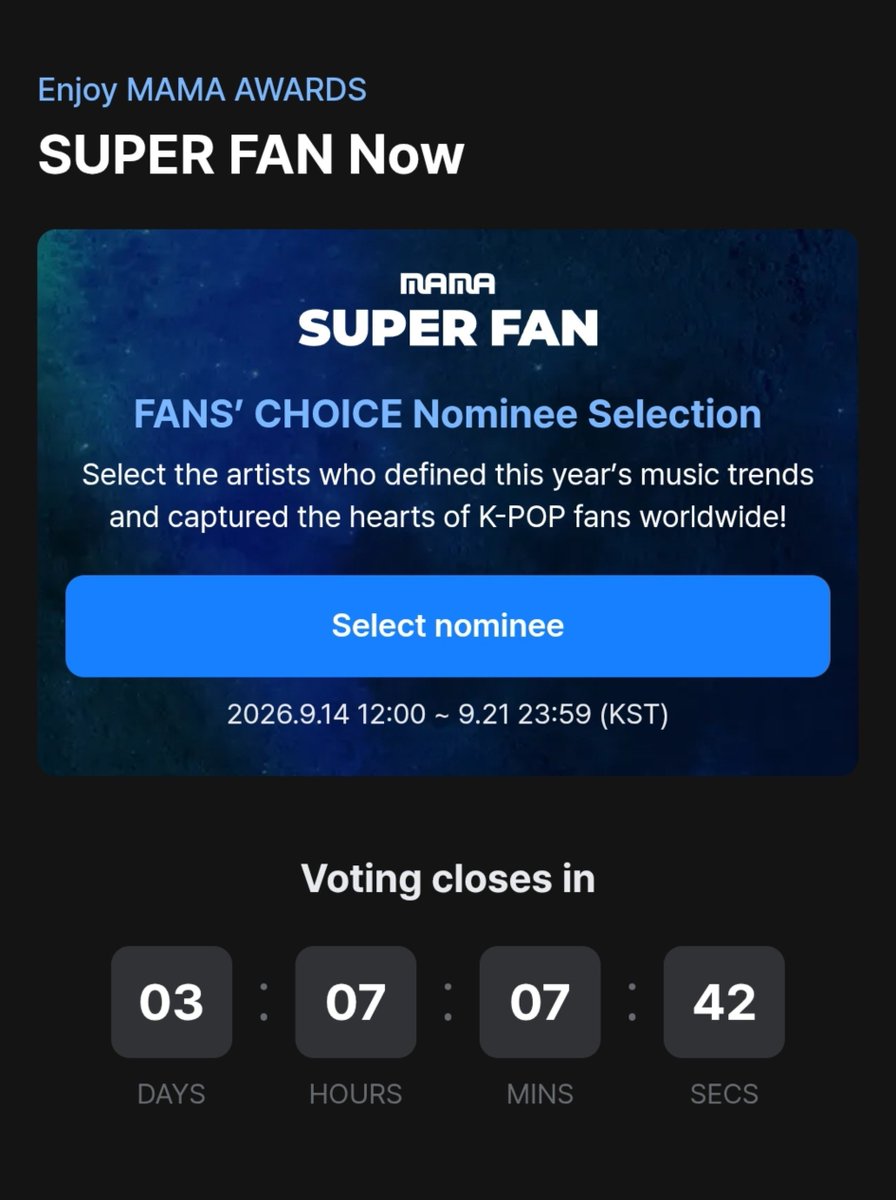 EN_SQUADVT's tweet photo. [#2026MAMA—NOMINATIONS]

#EN_Superfan nomination selection ends in 3 DAYS!!

Kindly choose #ENHYPEN and:
• 4 MALE artist
• 5 FEMALE artist
unlikely to pose threat during Daesang poll.

📌Ensure to ❌NOT❌ select any artist amongst the TOP 20.

#엔하이픈 @ENHYPEN_members https://t.co/kOntw9SzxM
