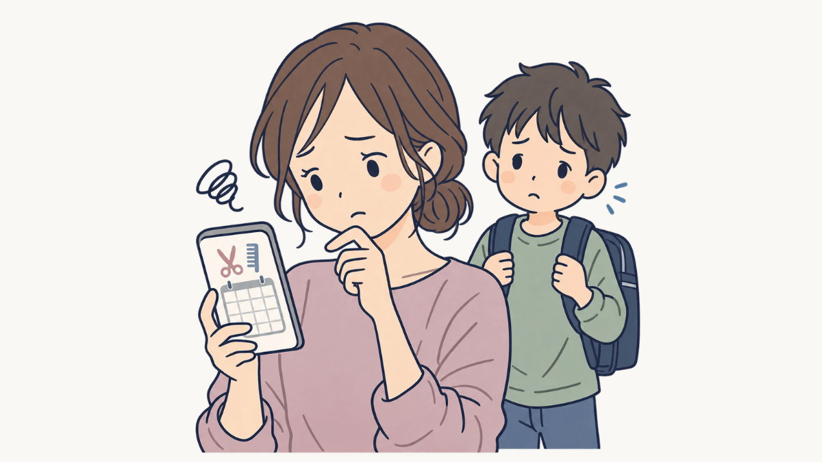 futokonjp's tweet photo. （今日のお題）
子どもの予定が読めず、自分の美容院の予約も後回しになっていませんか？

今日は何時に登校するのか、付き添いが必要なのか、朝になっても決まらない。予約をキャンセルすることが続くと、自分の予定を入れるのもおっくうになりますよね。

#不登校の親 #不登校ママ https://t.co/6vUfUyyX7C