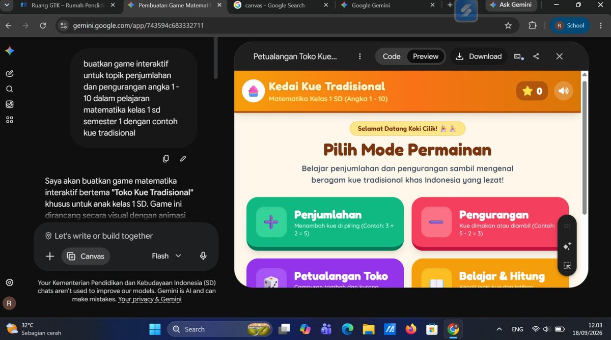 srebelious's tweet photo. Saatnya ubah materi menjadi misi
Dengan Gemini canvas, topik pembelajaran bisa disulap menjadi game interaktif yang bikin belajar terasa lebih seru, kreatif dan melibatkan siswa

Yuk, dari materi jadi misi dan dari belajar jadi makin asyik...
#GeminiAcademy #GuruGemini https://t.co/sxBOADpMOJ