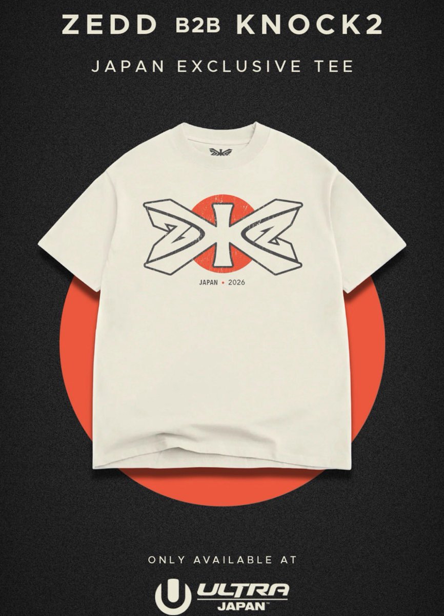 zedd_japan92's tweet photo. 超超超速報！！！！

ZeddがInstagramストーリーで
Zedd Knock2
Tシャツ販売を発表！！

UltraJapan会場内でしか買えない
日本限定品となります！！
数量限定、会場限定、土曜日限定
となりますので！欲しい方は是非！

とてもかっこいいですね😎

 #UltraJapan  #UltraJapan2026 
#Zedd #Knock2 @UltraJapan 
@Zedd @Knock2Music
