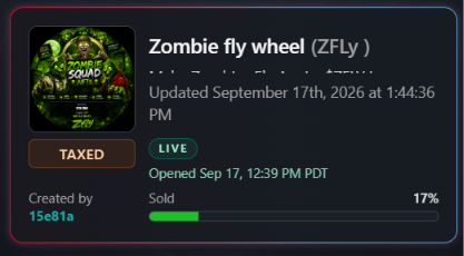 ZombiesQuadnFts's tweet photo. 🚀 $ZFLY is LIVE.

The Zombie Fly Wheel is officially trading on Cronos — first buys are in, chart is moving, bonding curve underway.

📊 Live now: https://t.co/oJDeWvdoC6

Every trade feeds the flywheel — 7% tax, split 50/50 between sweep treasury and LP, straight back into supporting the Zombie Squad ecosystem.

Let's make ZQS fly. 🧟🚀
