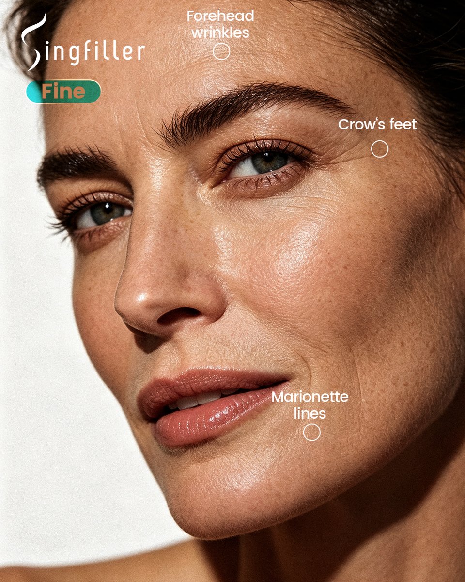 singclean's tweet photo. Fine lines show up first. ✨
Crow’s feet. Forehead wrinkles. Marionette lines.
Singfiller® Fine — ultra-fine particles for natural, seamless refinement. 💧
20mg/mL Cross-linked HA. 6–9 months. ⏳

#SingfillerFine #FineLines #NaturalRefresh https://t.co/kdHJIFQfLs