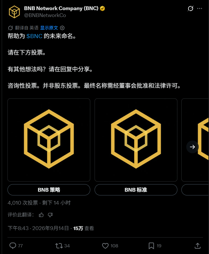 CURIOUSluda's tweet photo. $BNBS 这波的核心就一个：
CZ 公开站台 BNB Standard，社区直接把名字搬上链。

BNC 最近在做公司名称相关的社区投票，CZ 亲自下场，对几个候选名称逐个点评，最后明确表示：
BNB Standard is strong.

结果没过多久，BSC 上直接出现了 $BNBS。

这就是典型的 CZ 命名反应盘：
CZ 表态 → 关键词锁定 → 中文 CT 捕捉 → 直接发币 → 资金抢名字。

我觉得 $BNBS 比普通名字盘多一个值得炒的点，就是 BNB Standard 这个词本身带着很强的“正统 BNB 叙事”。

而且最近 BNB 生态对链上股票、资产和新应用的注意力本身就在升温，BNB Chain 甚至刚推出了针对 tokenized stocks 的开发活动。

但这里一定要把边界分清：
CZ 支持的是 “BNB Standard” 这个名称，不等于他发行或背书了 $BNBS

至于社区讨论的税收、金库、销毁这些玩法，我目前更倾向当成盘面叙事来看，不会直接当官方机制。

我个人对这种盘的判断很简单：
名字够强，情绪够快，但生命周期取决于 CZ 后面还给不给第二次注意力。

如果 BNC 最终继续围绕 BNB Standard 发酵，CZ 或 BNB 生态再出现相关内容， $BNBS 还有继续被炒作的空间。

但如果投票热度过去，这种反应盘没有新的催化，很容易从“BNB Standard”重新变回一个普通 BSC Meme。

所以我会看两个东西：
CZ 后续有没有继续提 + 中文社区能不能把 BNBS 这个缩写真正玩起来。

短线可以盯，长期我不会给太高预期。

只认: `0xefd9440be6f0e612daaa2be235fbe9654c3c31c0`

同名盘很多，CA、LP、Dev 钱包和税收去向自己核清楚。

DYOR