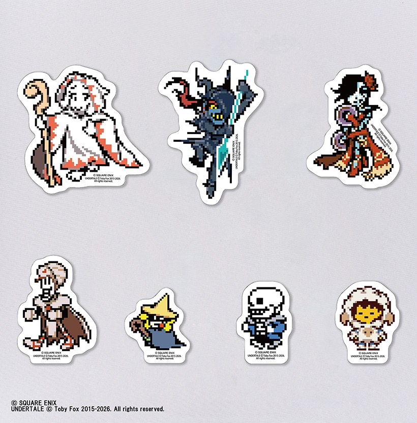 SQEX_eSTORE's tweet photo. 『UNDERTALE』と「#ファイナルファンタジー」のコラボレーションステッカーセットが登場！『UNDERTALE』のキャラクターが「ファイナルファンタジー」のジョブの衣装をまとっています。#FF
https://t.co/ulPWLPTPWP https://t.co/BMAjo47RpT