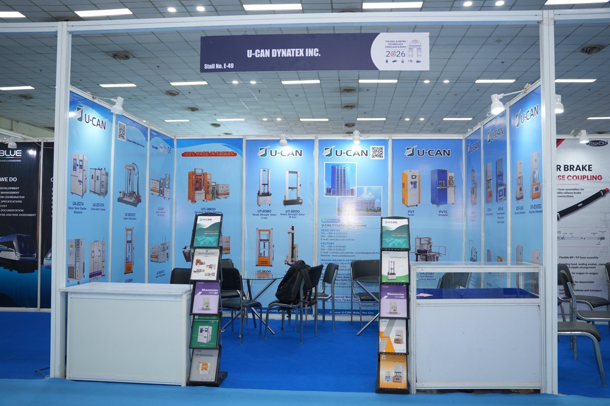 rmt_expo's tweet photo. We sincerely thank U-CAN DYNATEX INC. for joining us as an Exhibiting Partner at the 7th Rail & Metro Technology Conclave & Expo 2026.
#RMT2026 #UCANDYNATEX #VandeBharat #RailAnalysis #MakeInIndia #HighSpeedRail #Kavach #IndianRailways #Metroexpo #Railexpo #Signalling https://t.co/40JSkZeF0o