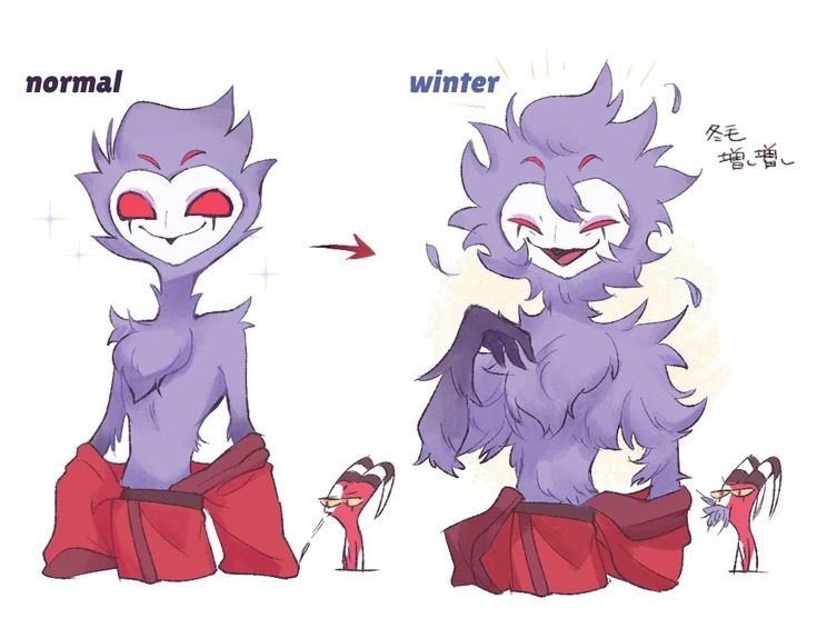 Kimberley_k_8's tweet photo. me in summer vs me in winter when I refuse to shave 

#HelluvaBoss #Stolas #Blitzo #Stolitz #HelluvaBossFanart https://t.co/FfRnHcLJh0