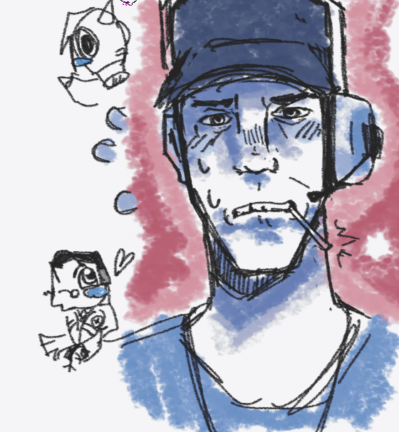 yabbad9a's tweet photo. tried a new artstyle or whatever, very nervous scout.... got all 'em ladies after him... well, mostly dudes..... #tf2 #tf2scout #flashfire #blunttrauma https://t.co/pUuzUzOWpr