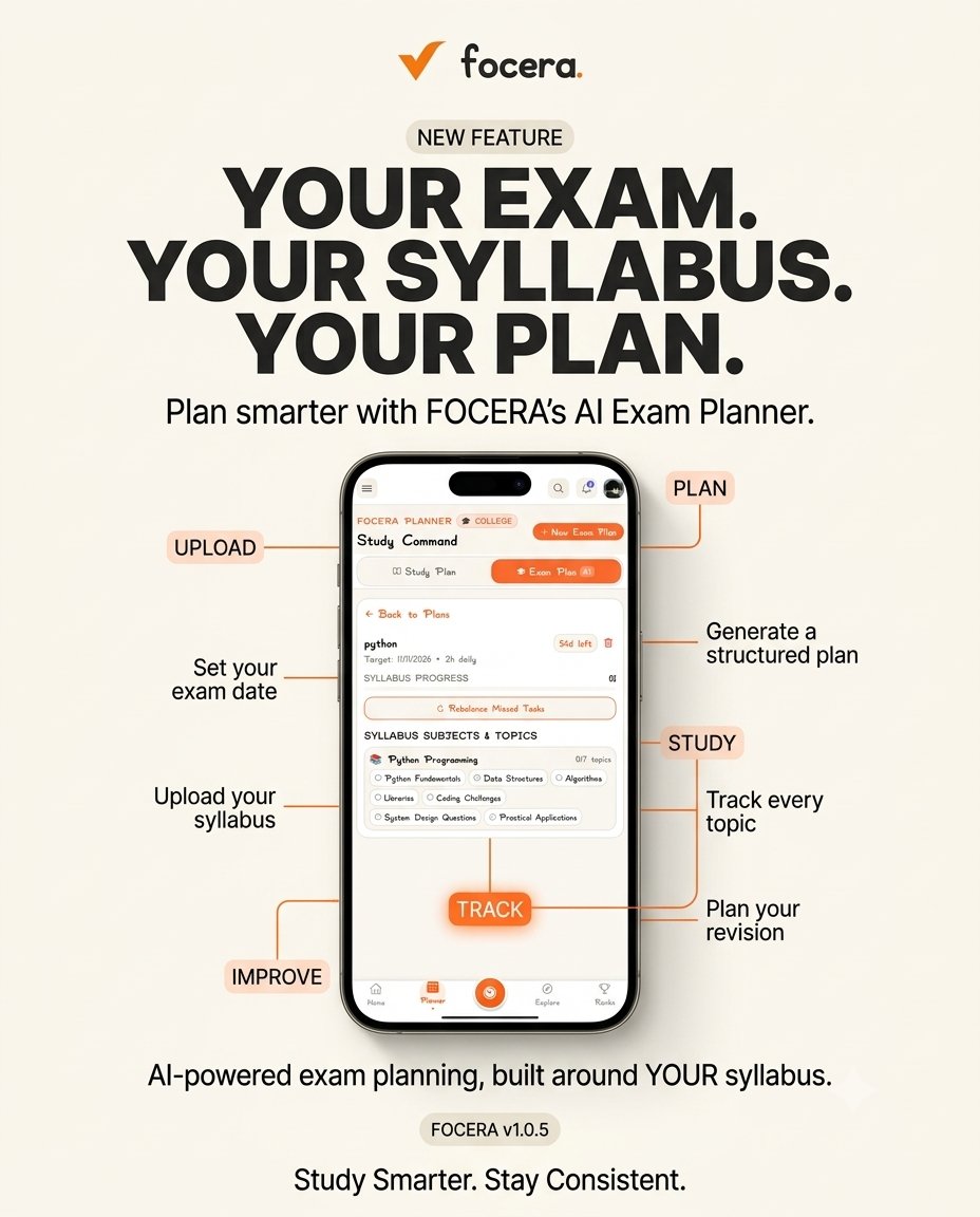 Focera_app's tweet photo. Stop guessing what to study next. Turn your syllabus into a real plan. 📚🧡
​🚀 FOCERA v1.0.5 is live:
• 📚 AI Exam Planner
• 🔔 Smart Reminders
• 🎯 Topic-wise Tracking
• ⏱️ Focus Engine
​Download on Google Play 👇
https://t.co/Z7xeeOBmZ6
​#FOCERA #StudySmarter https://t.co/r90hZBsWFE