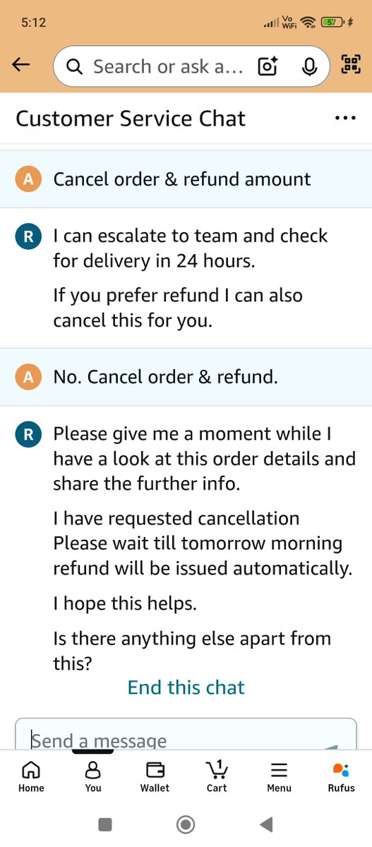 s_fuse's tweet photo. So, this is @AmazonHelp. Ordered earbuds on 14th. Did not deliver on scheduled 15th. Asked them to cancel on 16th. They lied that they have requested cancellation. Refund to be issued by 17th morning. Still tried delivery on 17th afternoon. Status is same. @jagograhakjago https://t.co/azycbRcSgk