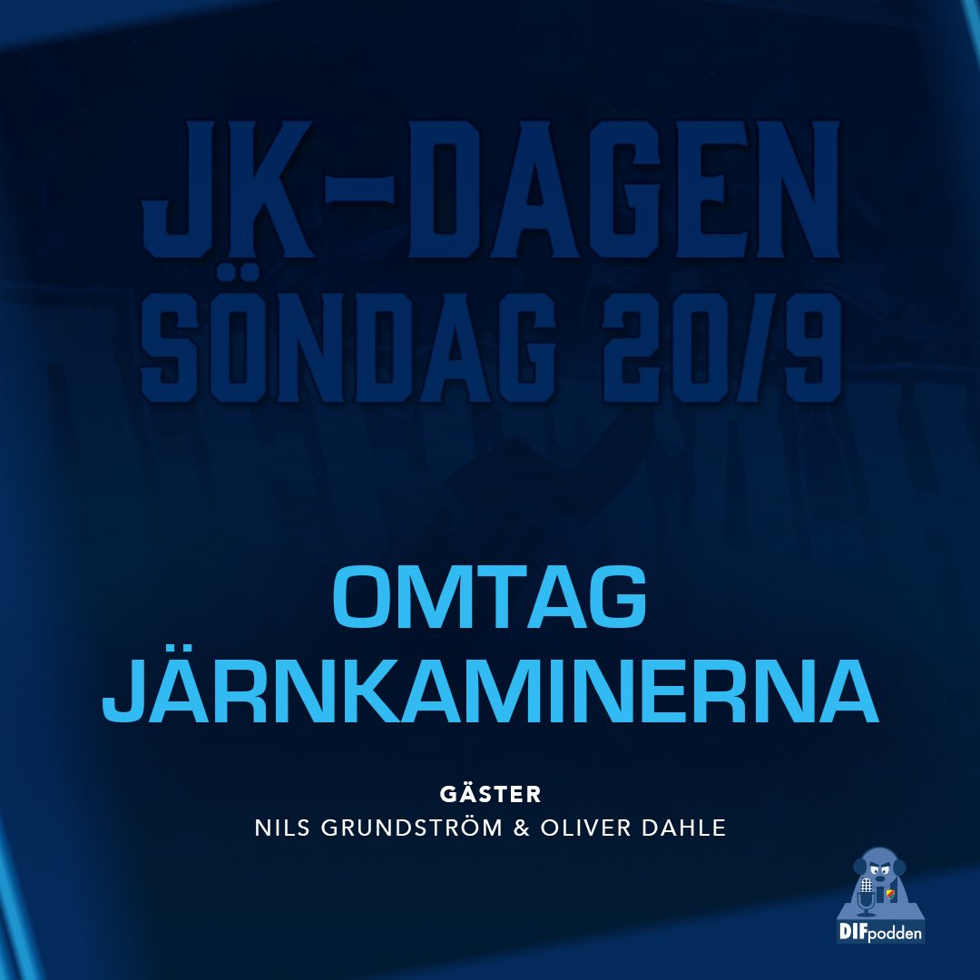 DIFpodden's tweet photo. Nils @Asfaltsbarn och Oliver @oliverdahle från @jarnkaminerna gästar!

Vi pratar om JK:s omtag, hur det arbetas annorlunda idag och vilka frågor som står högt på agendan. 

Vi snackar även JK-dagen inom fotbollen (nu på söndag)

🎧 Spotify &amp; Patreon https://t.co/KLHlQQ19f3