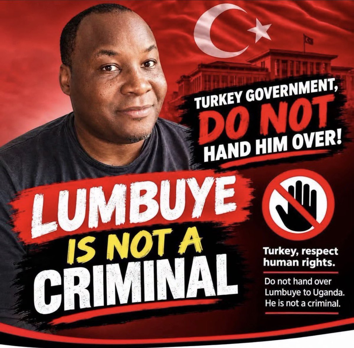 Nicholask_256's tweet photo. @TC_KampalaBE Turkey Government, DO NOT HAND HIM OVER! Sending Fred Lumbuye back to Uganda isn't an act of diplomacy it is a potential death sentence.
He is a human being, not a bargaining chip. He needs protection, not persecution.
Turkey, respect human rights. https://t.co/WN2rMyhHWl
