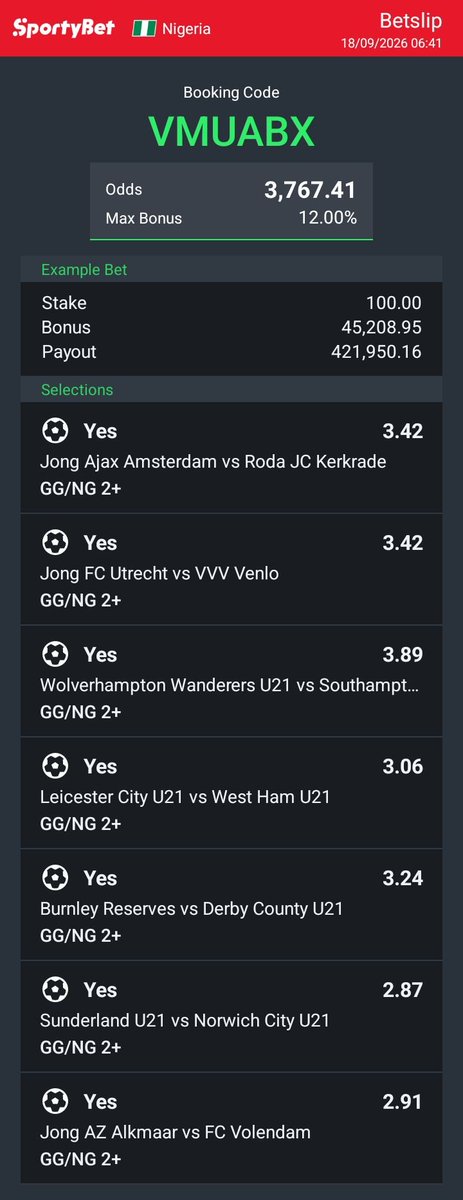 Chingyjnr01's tweet photo. @TKKKSPORTS VMUABX

I picked 3 games from the Netherlands league, picked 4 games from the England U21 league https://t.co/sd1LcjV3DG